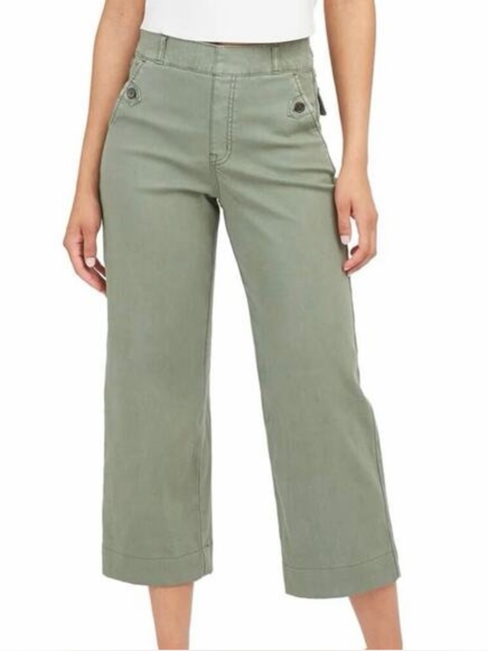 SPANX Olive Green Cropped Wide-Leg Pants